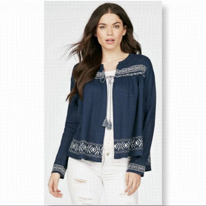 NANETTE Lepore Embroidered Tassel Jacket denim Sz XS but fits a M easily